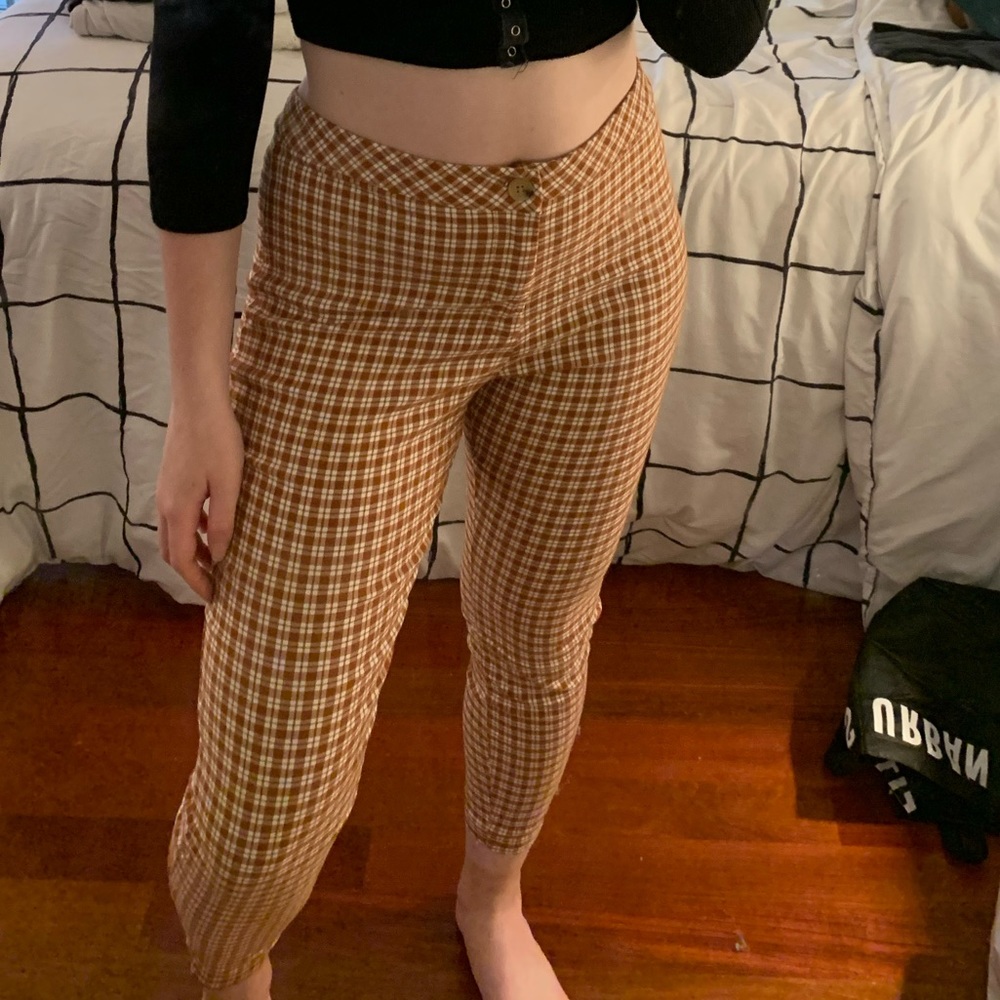orange patterned pants